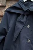 Dunbar Neckerchief Hood Gaberdine Coat Ink Navy